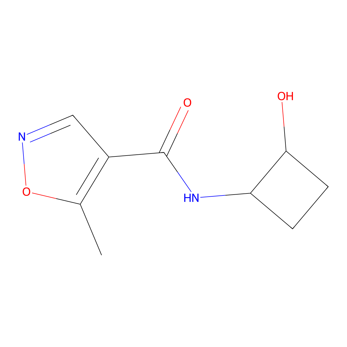 N-(2-hydroxycyclobutyl)-5-methyl-1,2-oxazole-4-carboxamide molecular structure, CAS 2199835-49-7