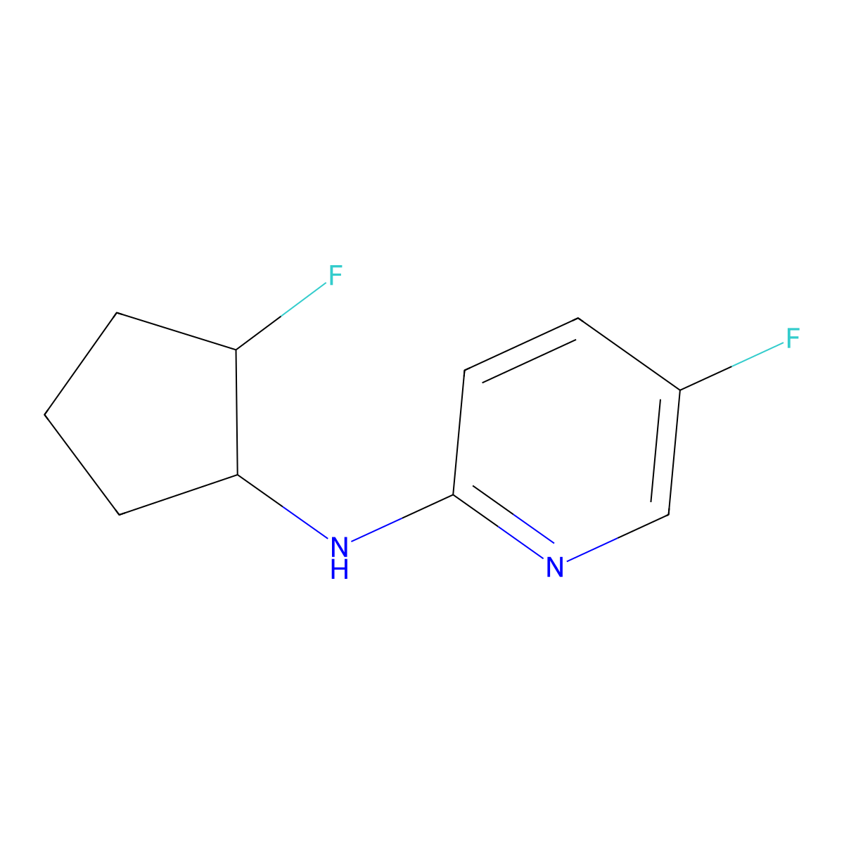5-fluoro-N-(2-fluorocyclopentyl)pyridin-2-amine molecular structure, CAS 2199836-08-1