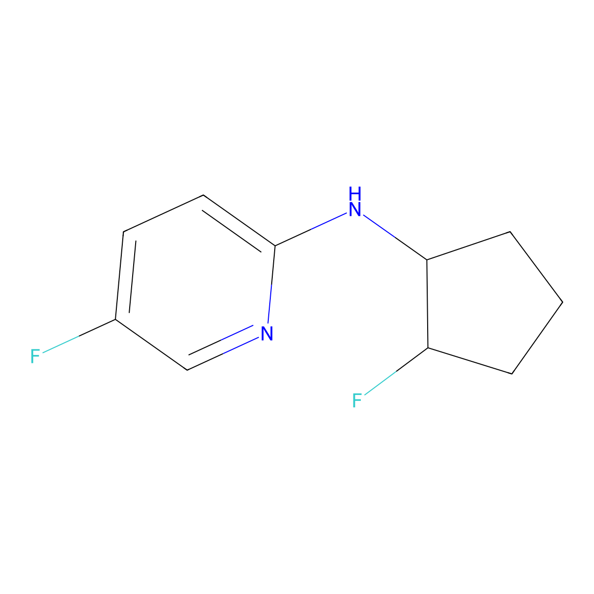 5-fluoro-N-(2-fluorocyclopentyl)pyridin-2-amine molecular structure, CAS 2199836-08-1