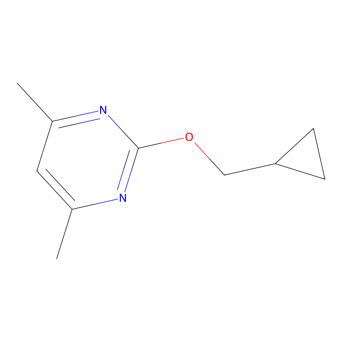 2-(Cyclopropylmethoxy)-4,6-dimethylpyrimidine molecular structure, CAS 2199836-48-9