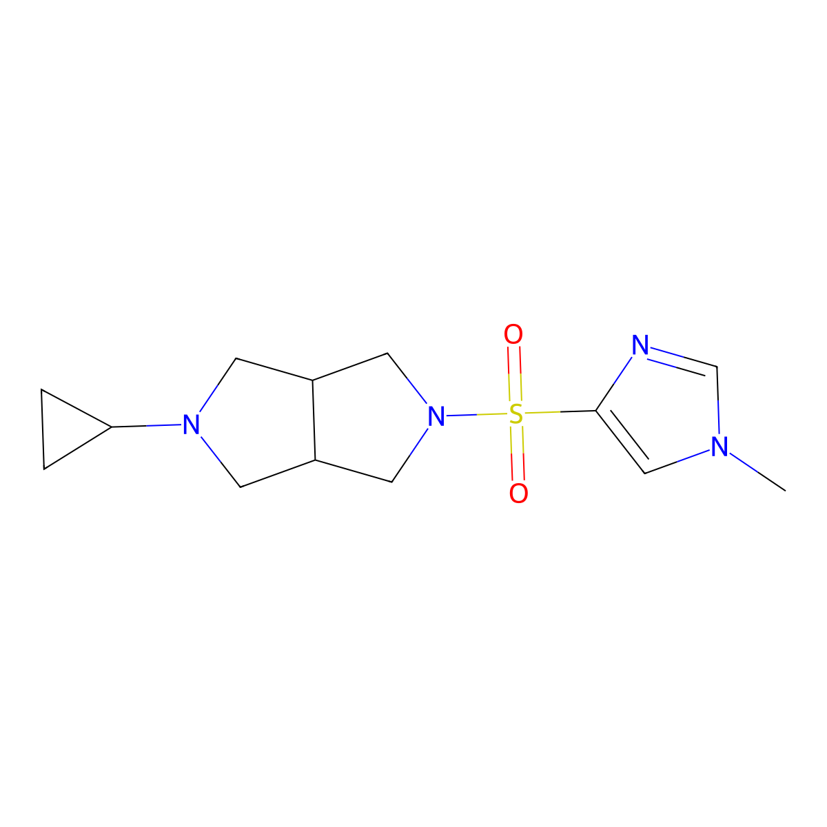 2-cyclopropyl-5-((1-methyl-1H-imidazol-4-yl)sulfonyl)octahydropyrrolo[3,4-c]pyrrole molecular structure, CAS 2199837-15-3