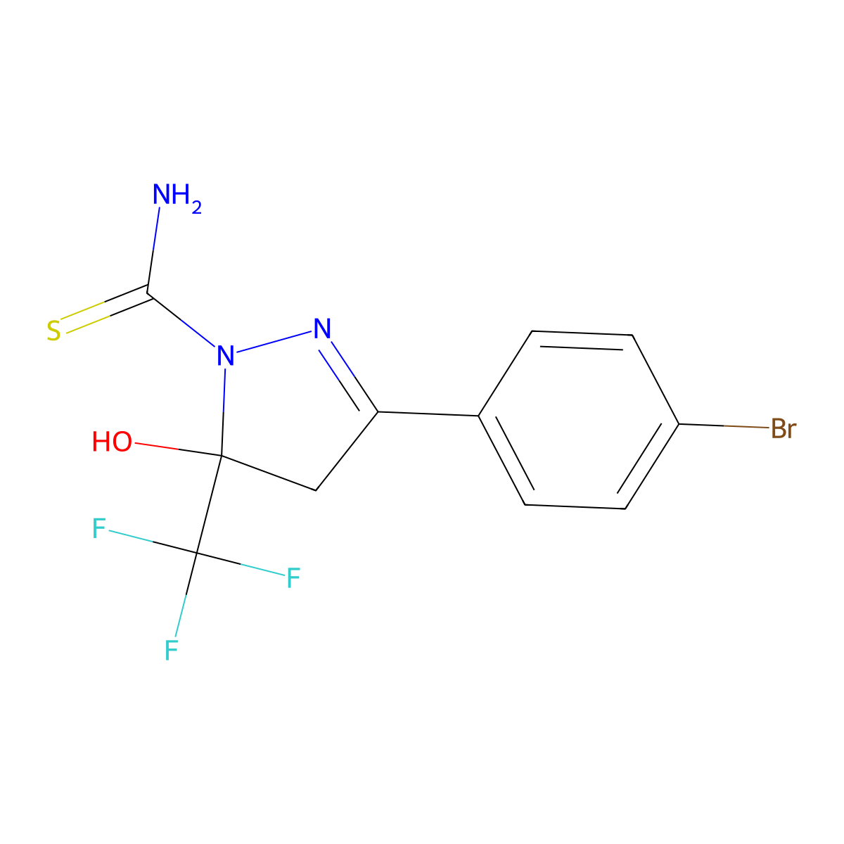 3-(4-bromophenyl)-5-hydroxy-5-(trifluoromethyl)-4,5-dihydro-1H-pyrazole-1-carbothioamide molecular structure, CAS 219986-60-4