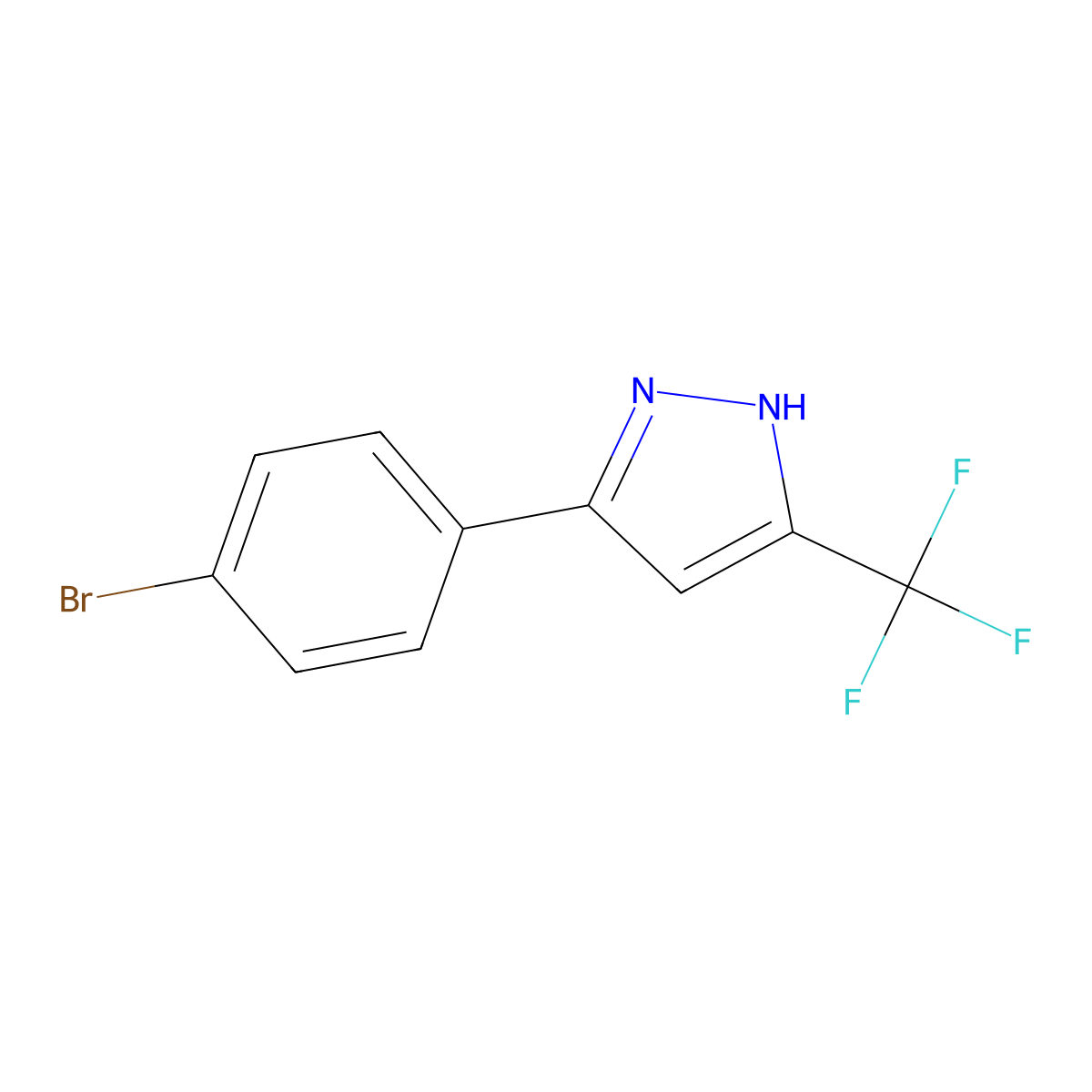 3-(4-Bromophenyl)-5-(trifluoromethyl)-1H-pyrazole molecular structure, CAS 219986-65-9