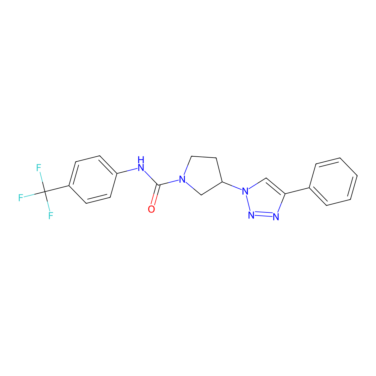 3-(4-phenyl-1H-1,2,3-triazol-1-yl)-N-[4-(trifluoromethyl)phenyl]pyrrolidine-1-carboxamide molecular structure, CAS 2199862-39-8