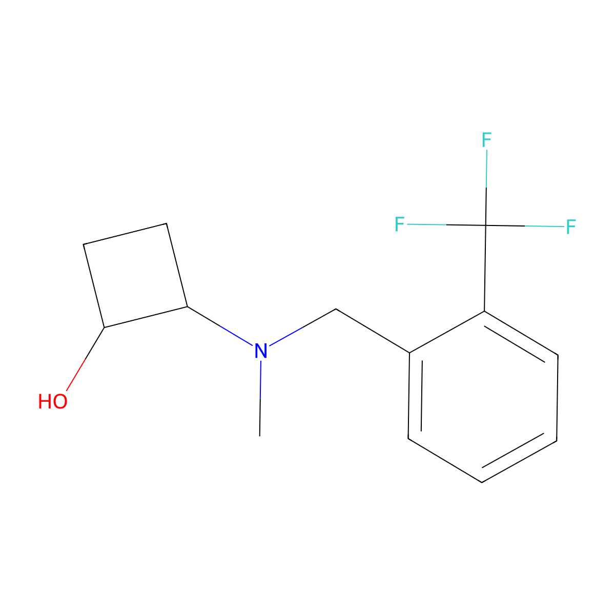 2-[Methyl({[2-(trifluoromethyl)phenyl]methyl})amino]cyclobutan-1-ol molecular structure, CAS 2199868-87-4