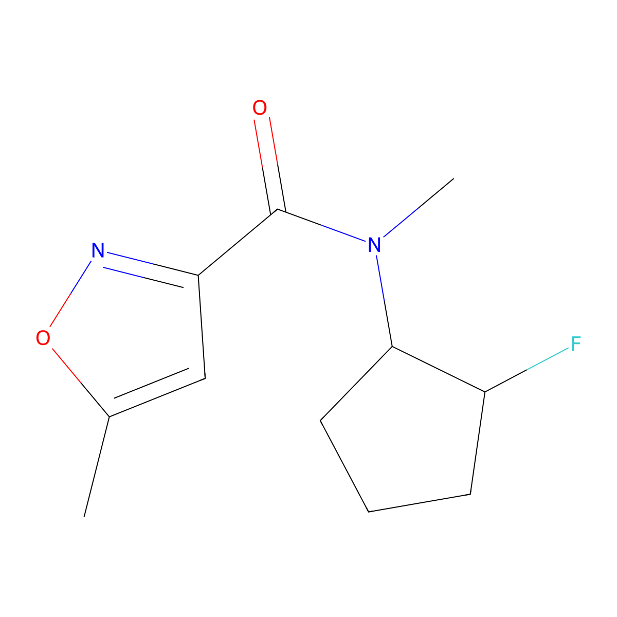 N-(2-fluorocyclopentyl)-N,5-dimethyl-1,2-oxazole-3-carboxamide molecular structure, CAS 2199869-42-4