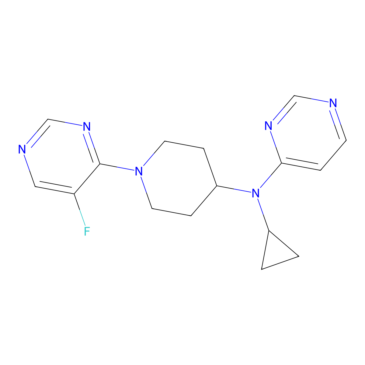 N-cyclopropyl-N-[1-(5-fluoropyrimidin-4-yl)piperidin-4-yl]pyrimidin-4-amine molecular structure, CAS 2199869-47-9