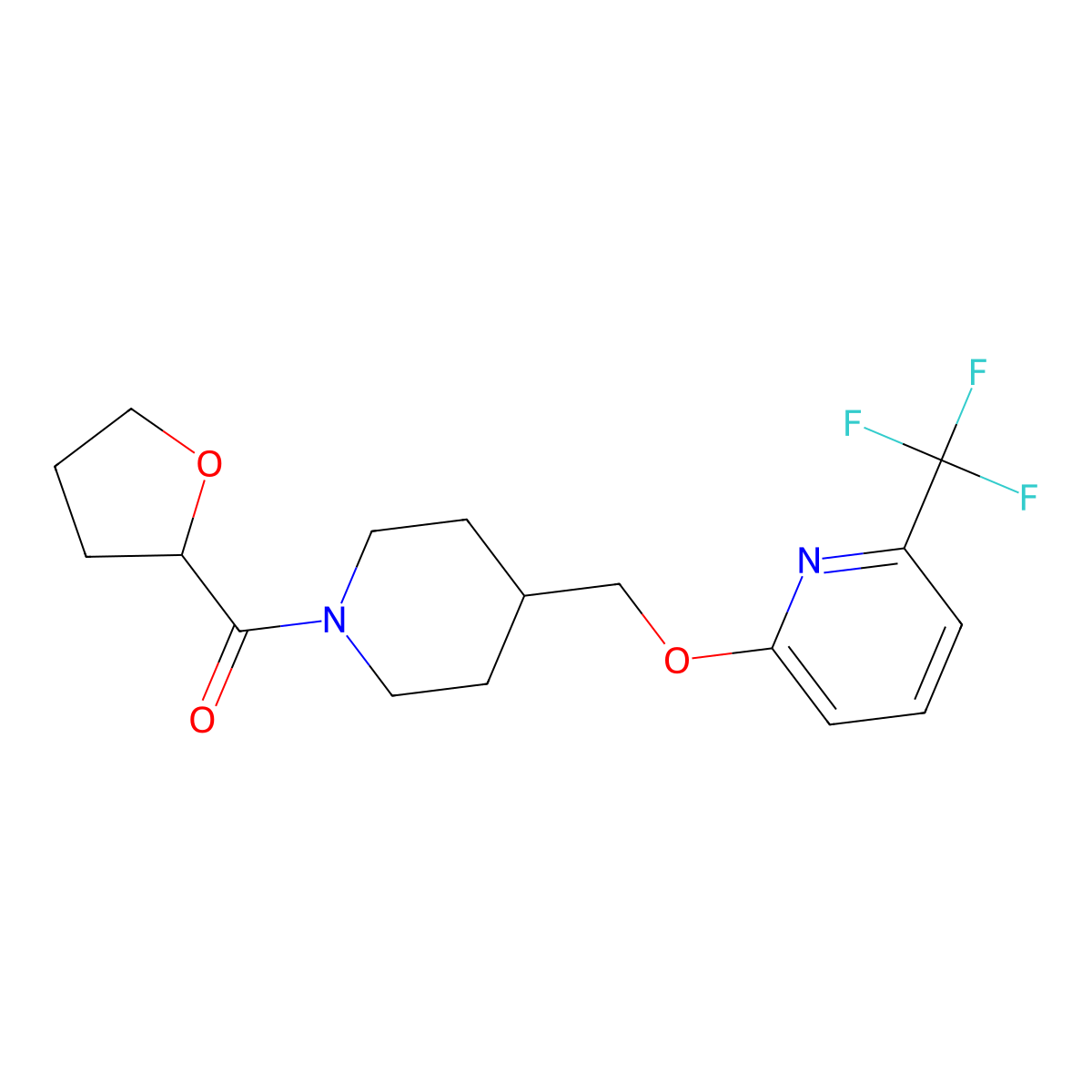 2-{[1-(Oxolane-2-carbonyl)piperidin-4-yl]methoxy}-6-(trifluoromethyl)pyridine molecular structure, CAS 2199869-61-7