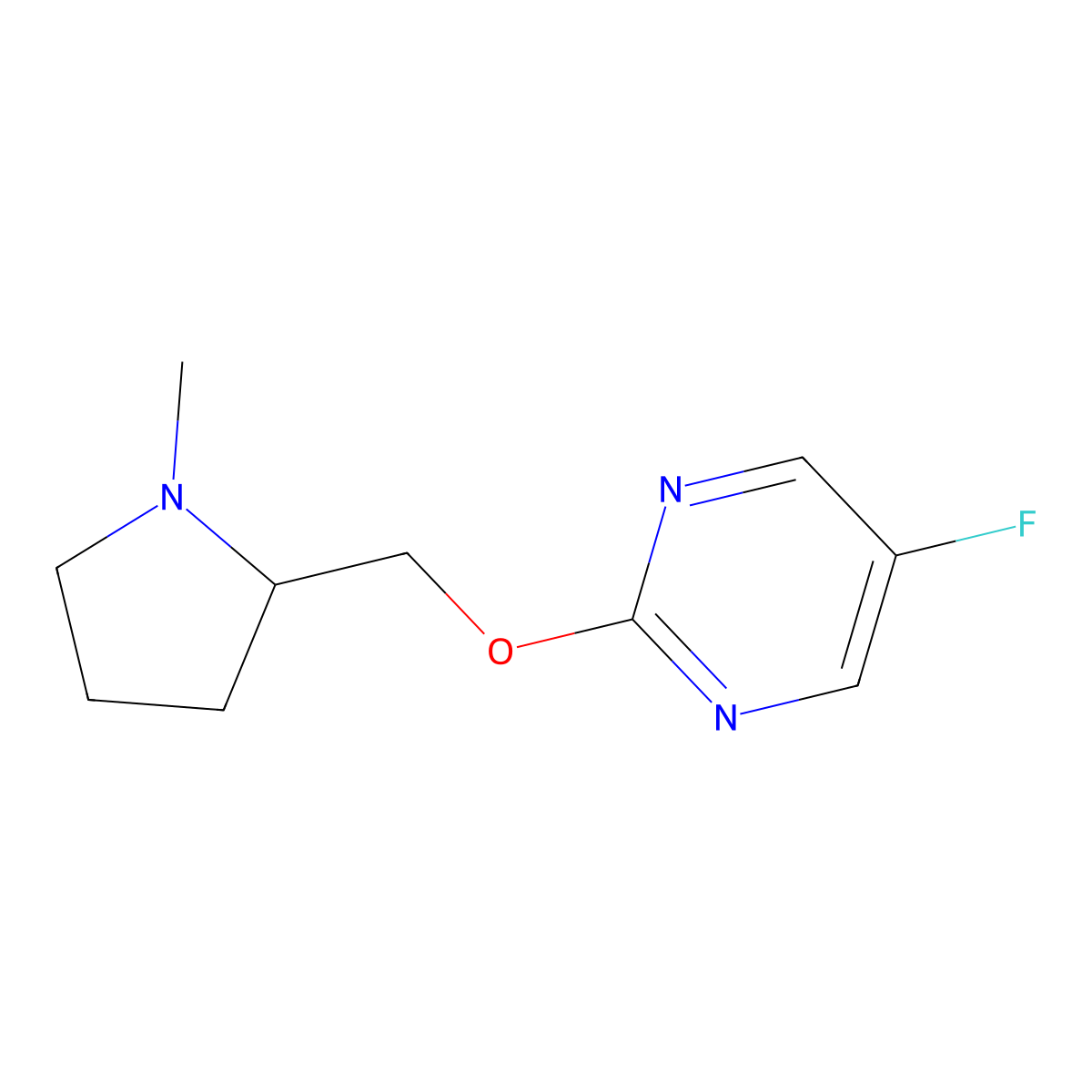 5-Fluoro-2-[(1-methylpyrrolidin-2-yl)methoxy]pyrimidine molecular structure, CAS 2199903-68-7