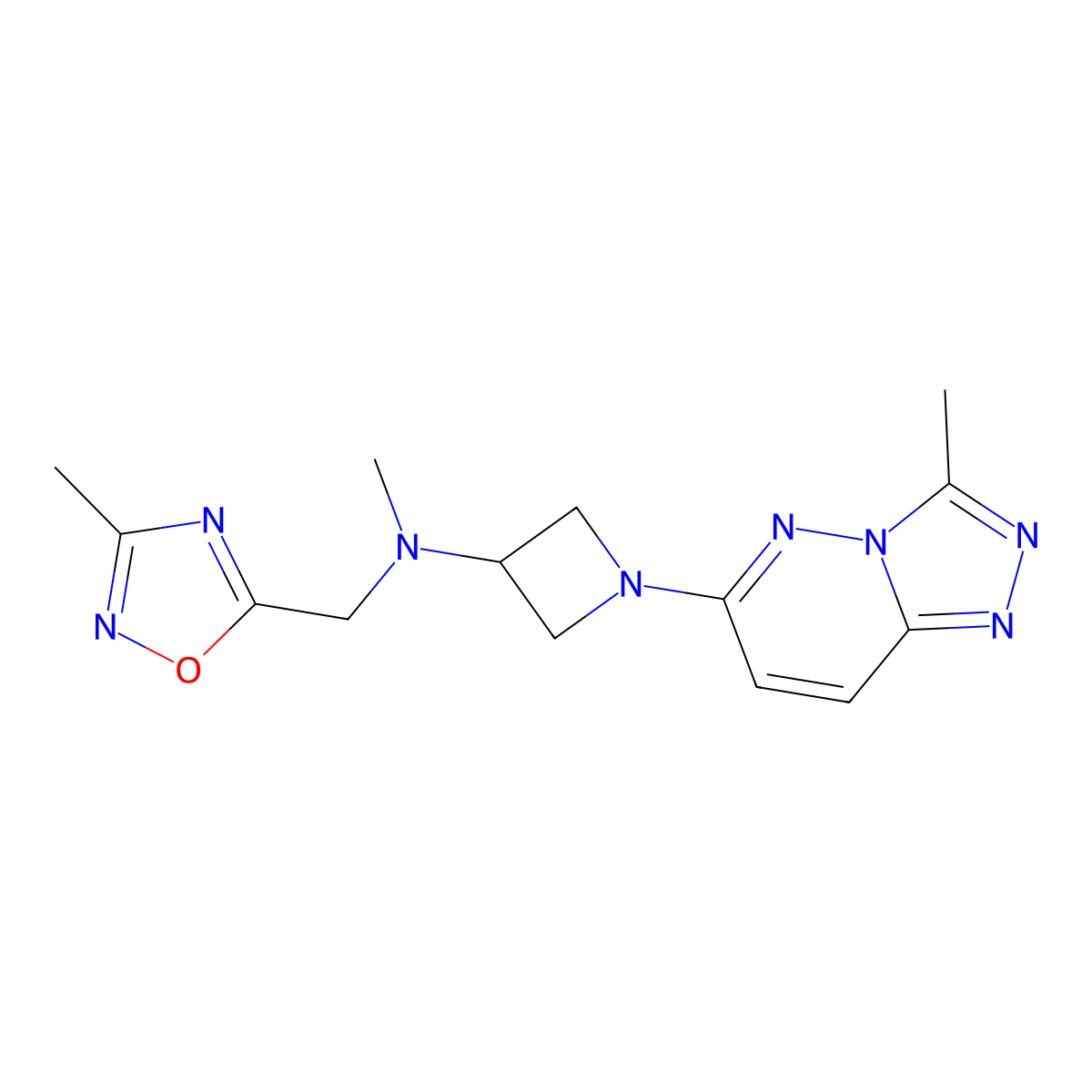 N-methyl-N-[(3-methyl-1,2,4-oxadiazol-5-yl)methyl]-1-{3-methyl-[1,2,4]triazolo[4,3-b]pyridazin-6-yl}azetidin-3-amine molecular structure, CAS 2199906-36-8