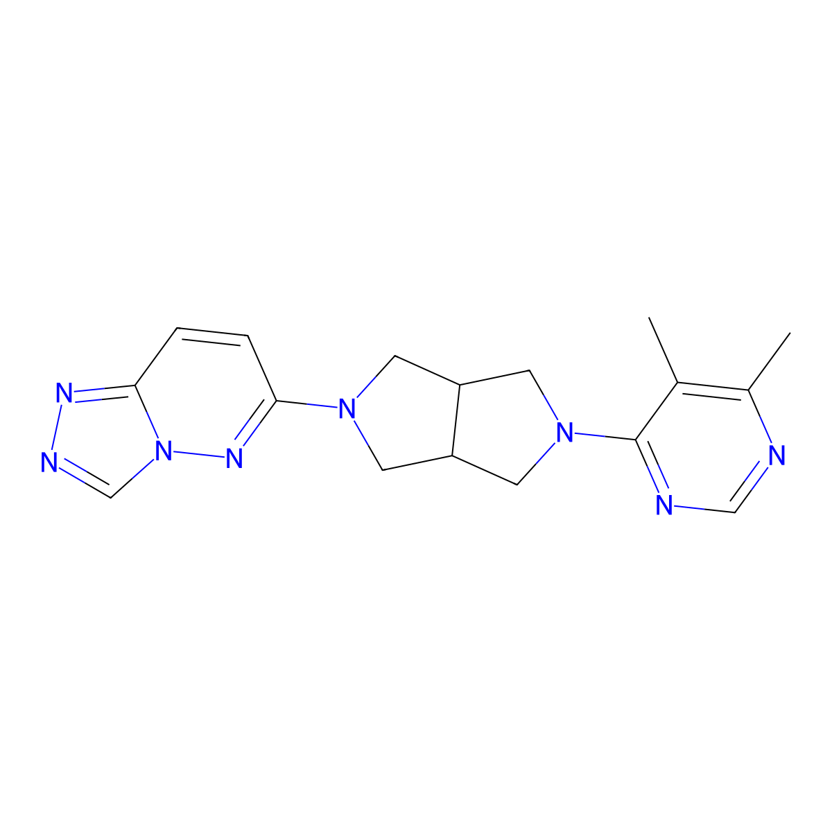 4,5-Dimethyl-6-(5-{[1,2,4]triazolo[4,3-b]pyridazin-6-yl}-octahydropyrrolo[3,4-c]pyrrol-2-yl)pyrimidine molecular structure, CAS 2199907-55-4