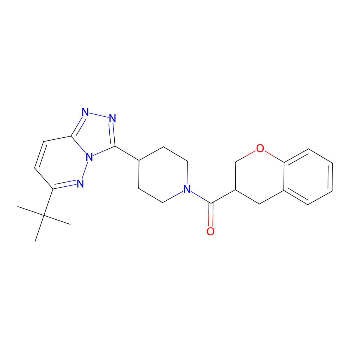 4-{6-tert-butyl-[1,2,4]triazolo[4,3-b]pyridazin-3-yl}-1-(3,4-dihydro-2H-1-benzopyran-3-carbonyl)piperidine molecular structure, CAS 2199910-60-4
