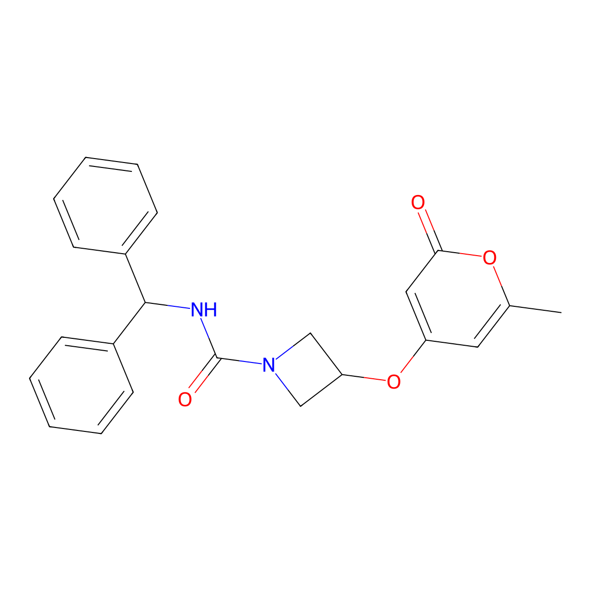 N-benzhydryl-3-((6-methyl-2-oxo-2H-pyran-4-yl)oxy)azetidine-1-carboxamide molecular structure, CAS 2199911-05-0