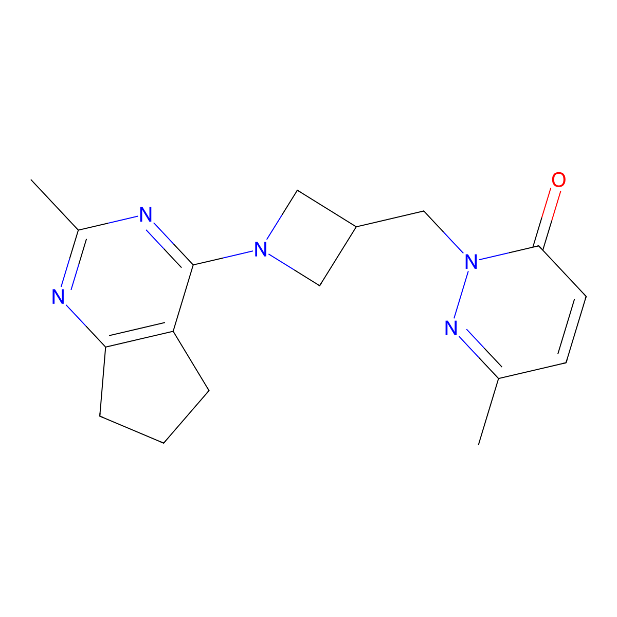 6-methyl-2-[(1-{2-methyl-5H,6H,7H-cyclopenta[d]pyrimidin-4-yl}azetidin-3-yl)methyl]-2,3-dihydropyridazin-3-one molecular structure, CAS 2199970-25-5