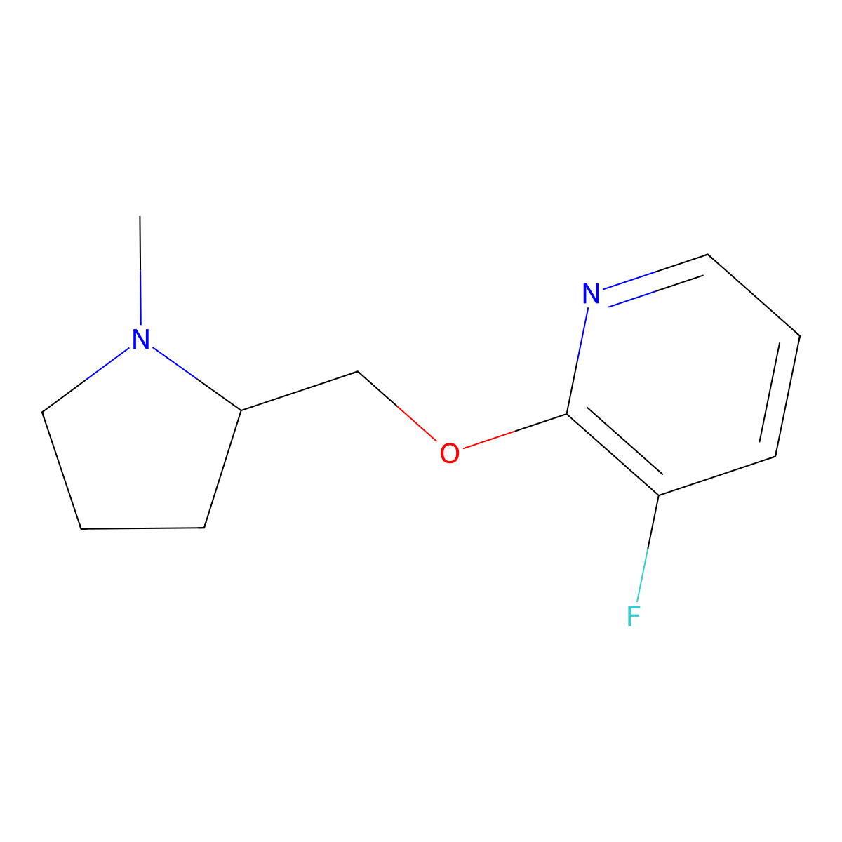 3-Fluoro-2-[(1-methylpyrrolidin-2-yl)methoxy]pyridine molecular structure, CAS 2199971-64-5