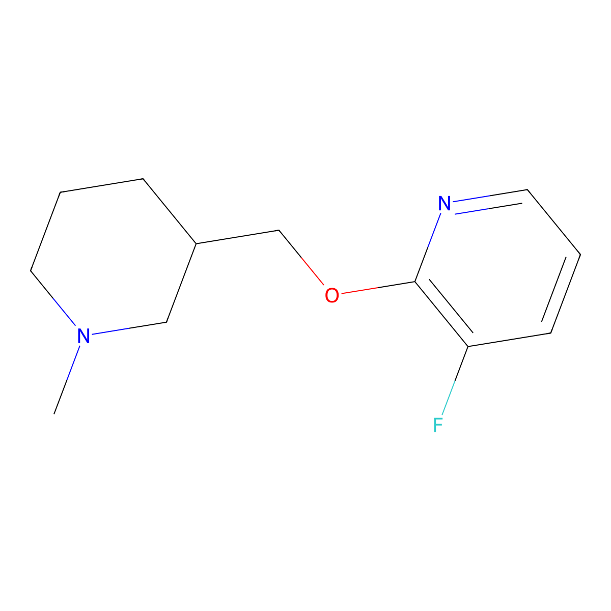 3-Fluoro-2-[(1-methylpiperidin-3-yl)methoxy]pyridine molecular structure, CAS 2199971-65-6