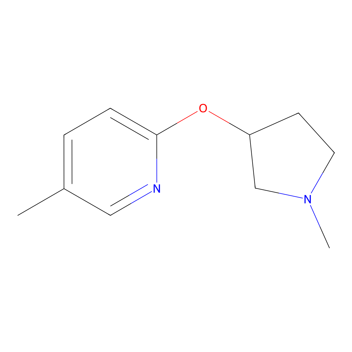 5-Methyl-2-[(1-methylpyrrolidin-3-yl)oxy]pyridine molecular structure, CAS 2199971-67-8