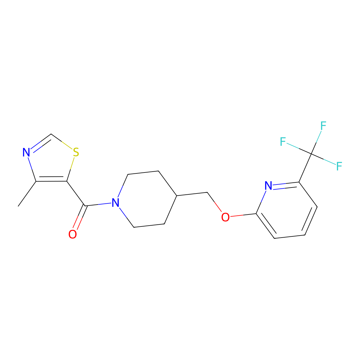 2-{[1-(4-Methyl-1,3-thiazole-5-carbonyl)piperidin-4-yl]methoxy}-6-(trifluoromethyl)pyridine molecular structure, CAS 2199973-89-0