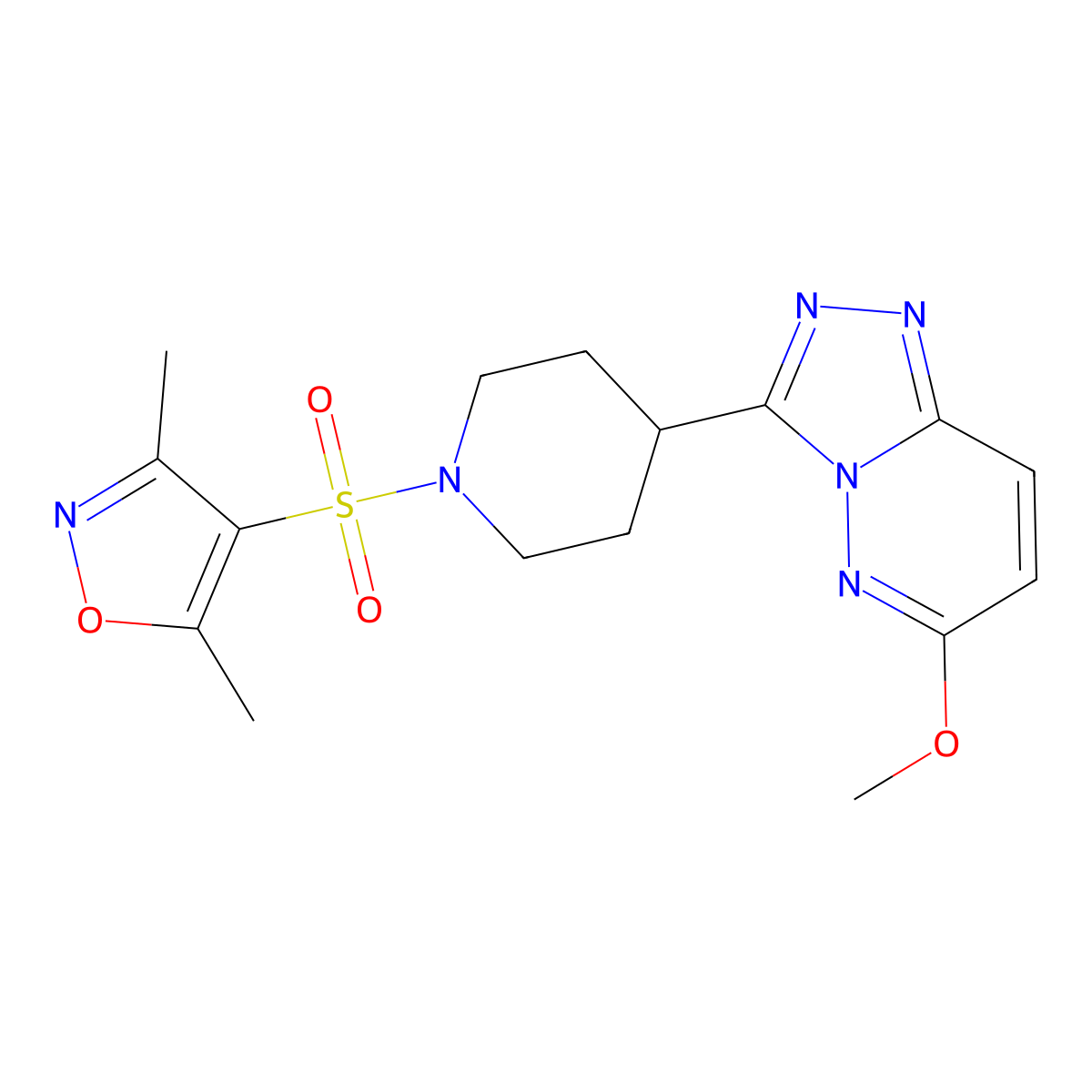 1-[(3,5-Dimethyl-1,2-oxazol-4-yl)sulfonyl]-4-{6-methoxy-[1,2,4]triazolo[4,3-b]pyridazin-3-yl}piperidine molecular structure, CAS 2199978-03-3