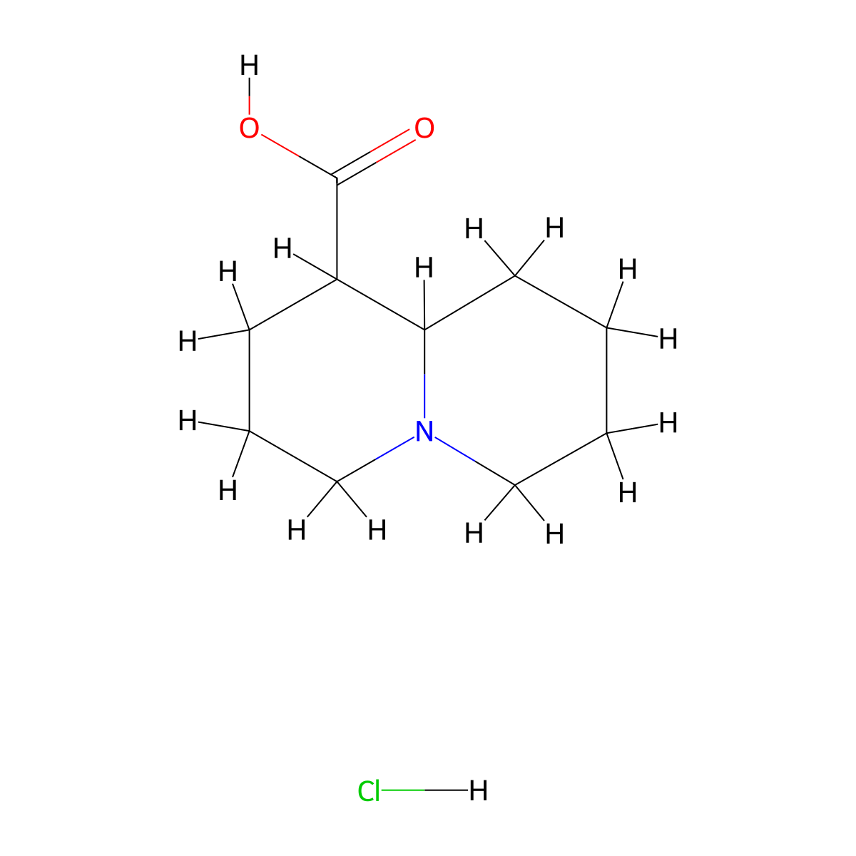 Octahydro-2H-quinolizine-1-carboxylic acid hydrochloride molecular structure, CAS 2199982-43-7