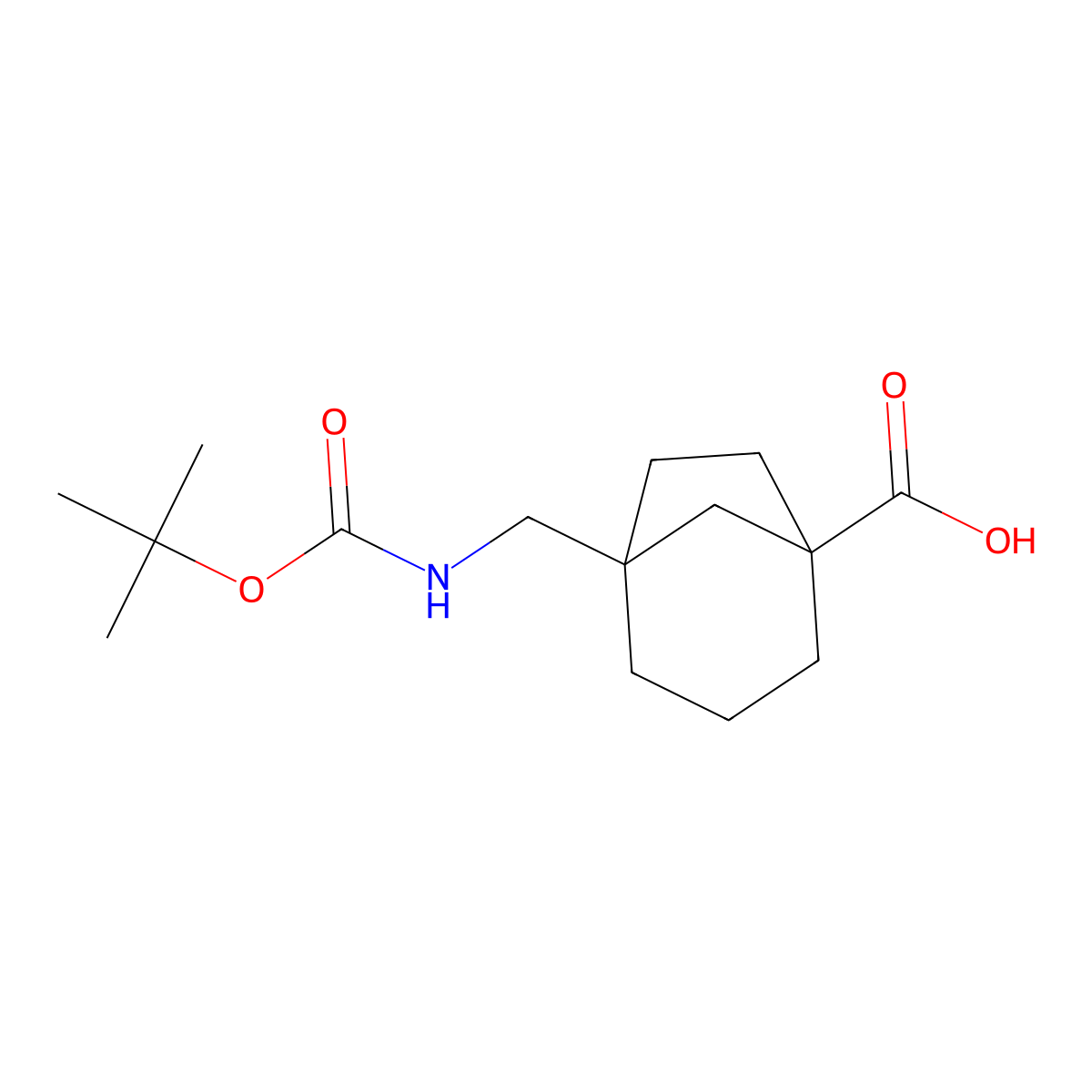 5-(((Tert-butoxycarbonyl)amino)methyl)bicyclo[3.2.1]octane-1-carboxylic acid molecular structure, CAS 2199982-60-8