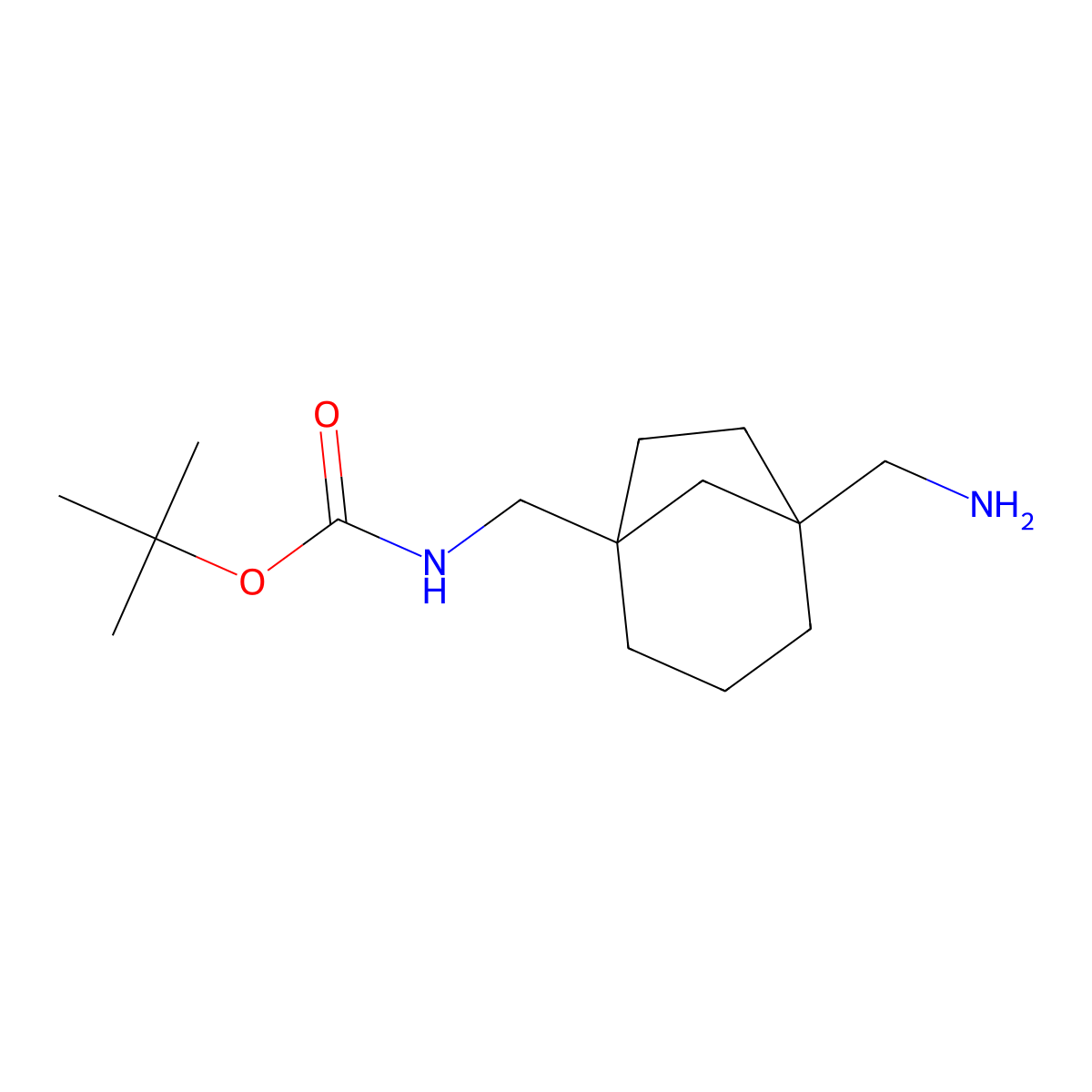 Tert-butyl ((5-(aminomethyl)bicyclo[3.2.1]octan-1-yl)methyl)carbamate molecular structure, CAS 2199982-67-5