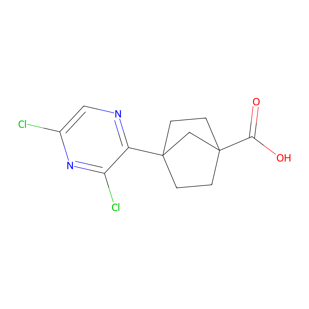 4-(3,5-Dichloropyrazin-2-yl)bicyclo[2.2.1]heptane-1-carboxylic acid molecular structure, CAS 2199982-85-7