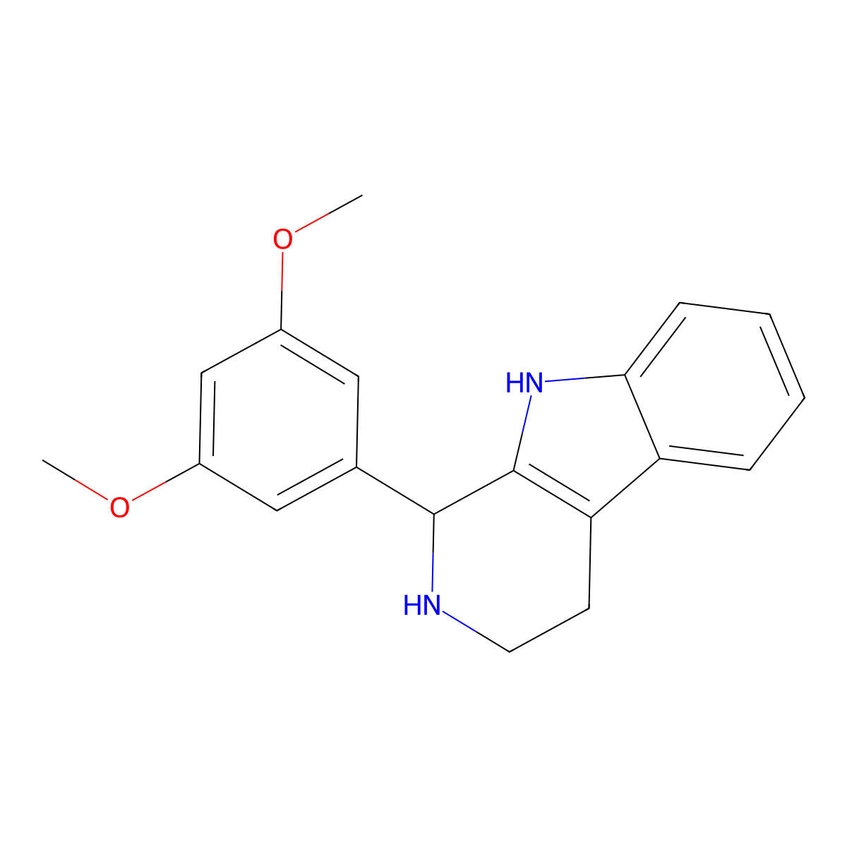 1-(3,5-dimethoxyphenyl)-2,3,4,9-tetrahydro-1H-beta-carboline molecular structure, CAS 22-13-9