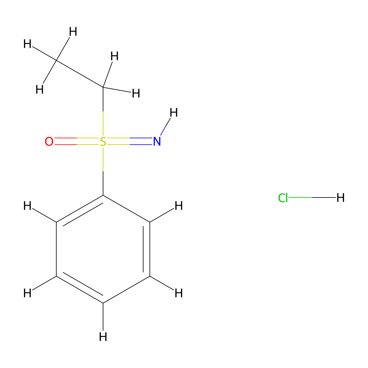 Ethyl(imino)phenyl-lambda6-sulfanone hydrochloride molecular structure, CAS 2200-41-1