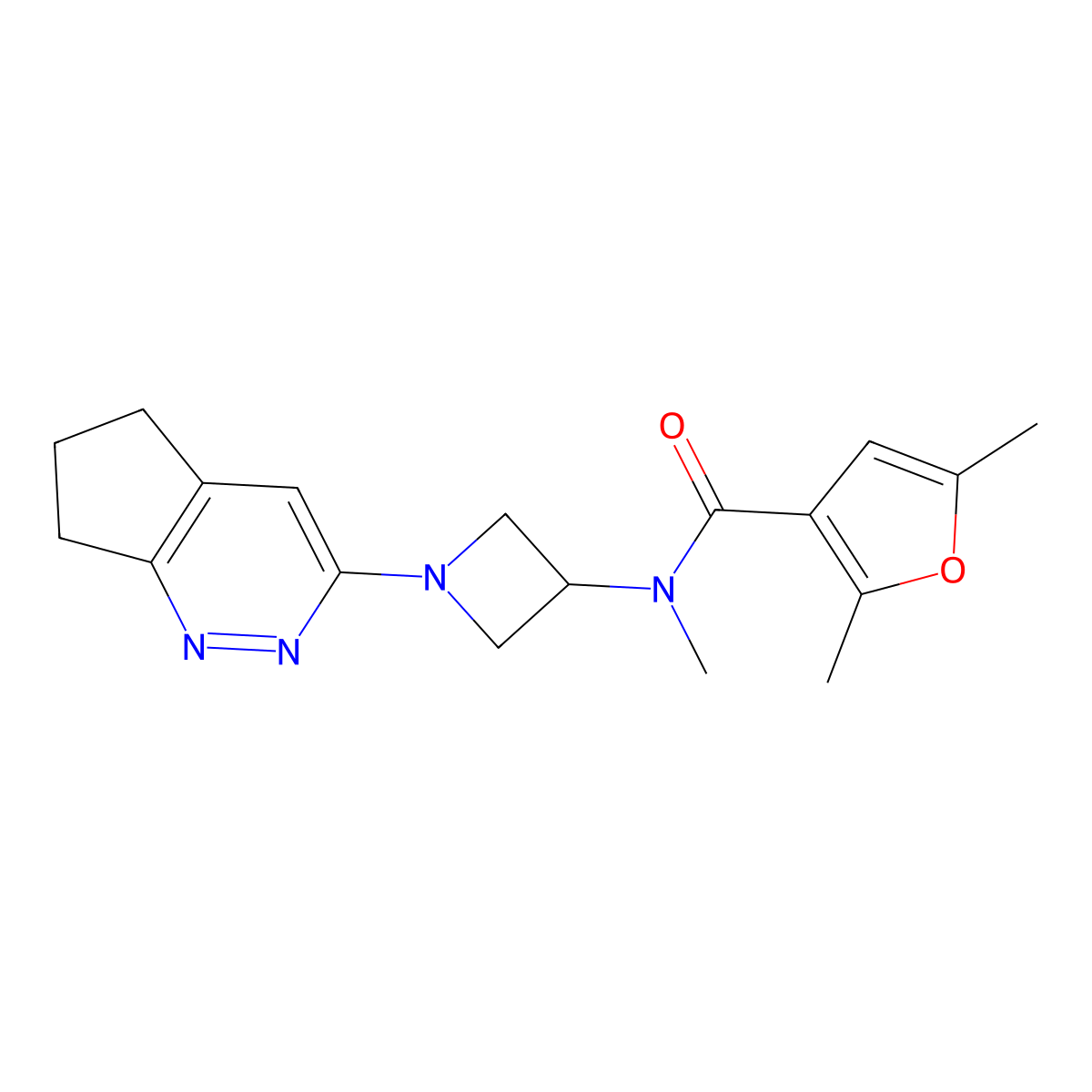 N-(1-{5H,6H,7H-cyclopenta[c]pyridazin-3-yl}azetidin-3-yl)-N,2,5-trimethylfuran-3-carboxamide molecular structure, CAS 2200000-17-3
