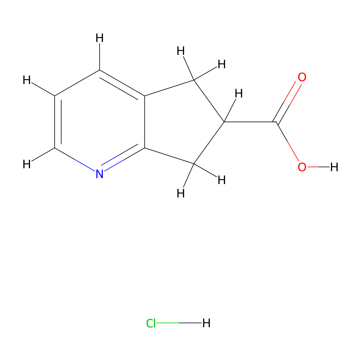5H,6H,7H-cyclopenta[b]pyridine-6-carboxylic acid hydrochloride molecular structure, CAS 220001-82-1