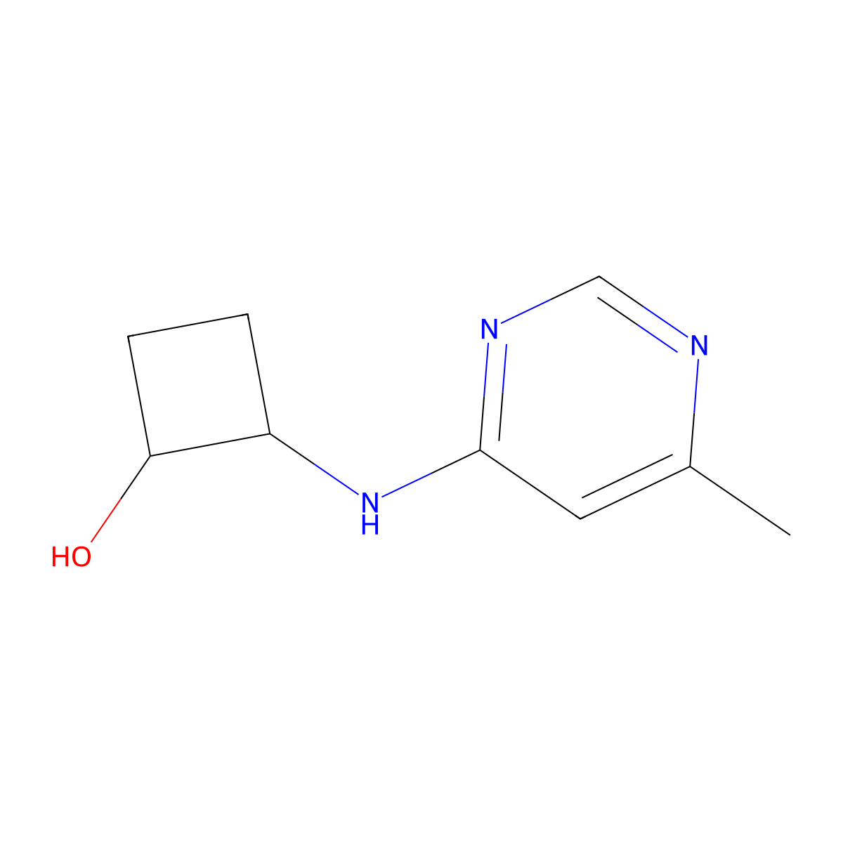 2-[(6-Methylpyrimidin-4-yl)amino]cyclobutan-1-ol molecular structure, CAS 2200034-18-8