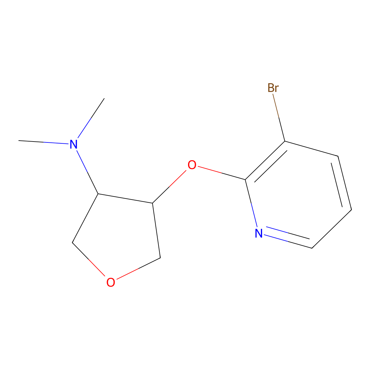 4-[(3-bromopyridin-2-yl)oxy]-N,N-dimethyloxolan-3-amine molecular structure, CAS 2200034-19-9