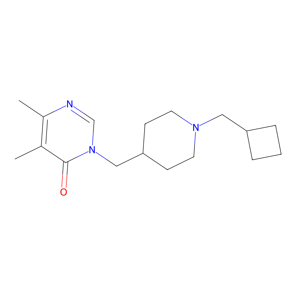3-{[1-(Cyclobutylmethyl)piperidin-4-yl]methyl}-5,6-dimethyl-3,4-dihydropyrimidin-4-one molecular structure, CAS 2200035-33-0
