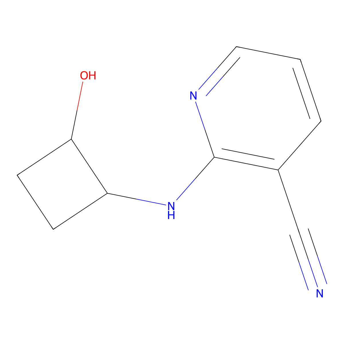 2-[(2-Hydroxycyclobutyl)amino]pyridine-3-carbonitrile molecular structure, CAS 2200035-63-6