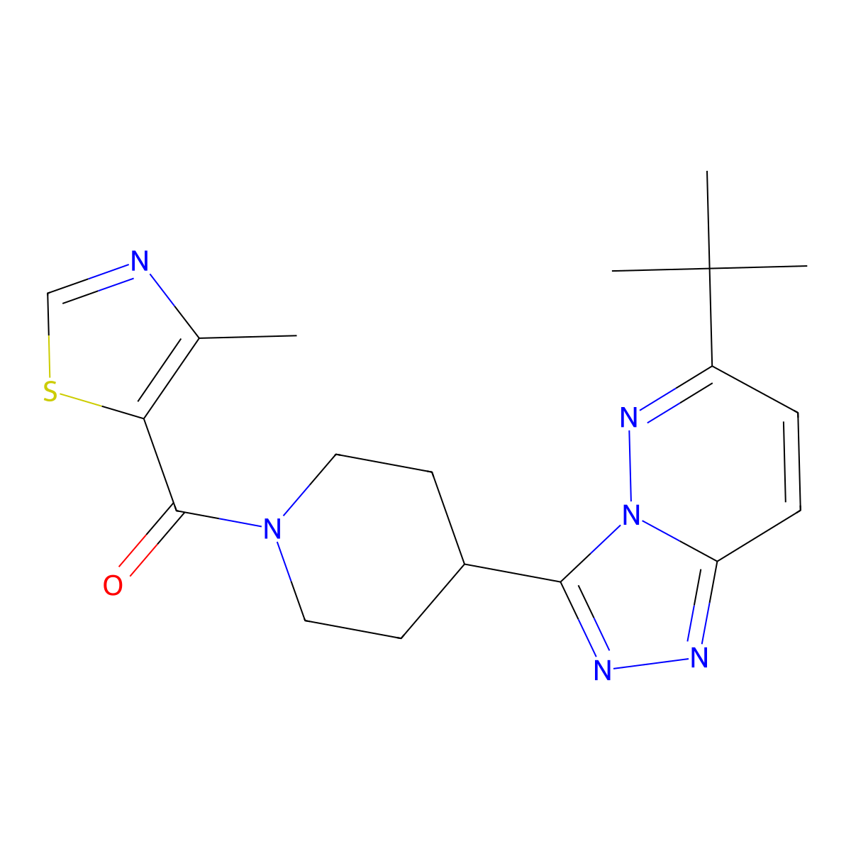 4-{6-Tert-butyl-[1,2,4]triazolo[4,3-b]pyridazin-3-yl}-1-(4-methyl-1,3-thiazole-5-carbonyl)piperidine molecular structure, CAS 2200039-53-6