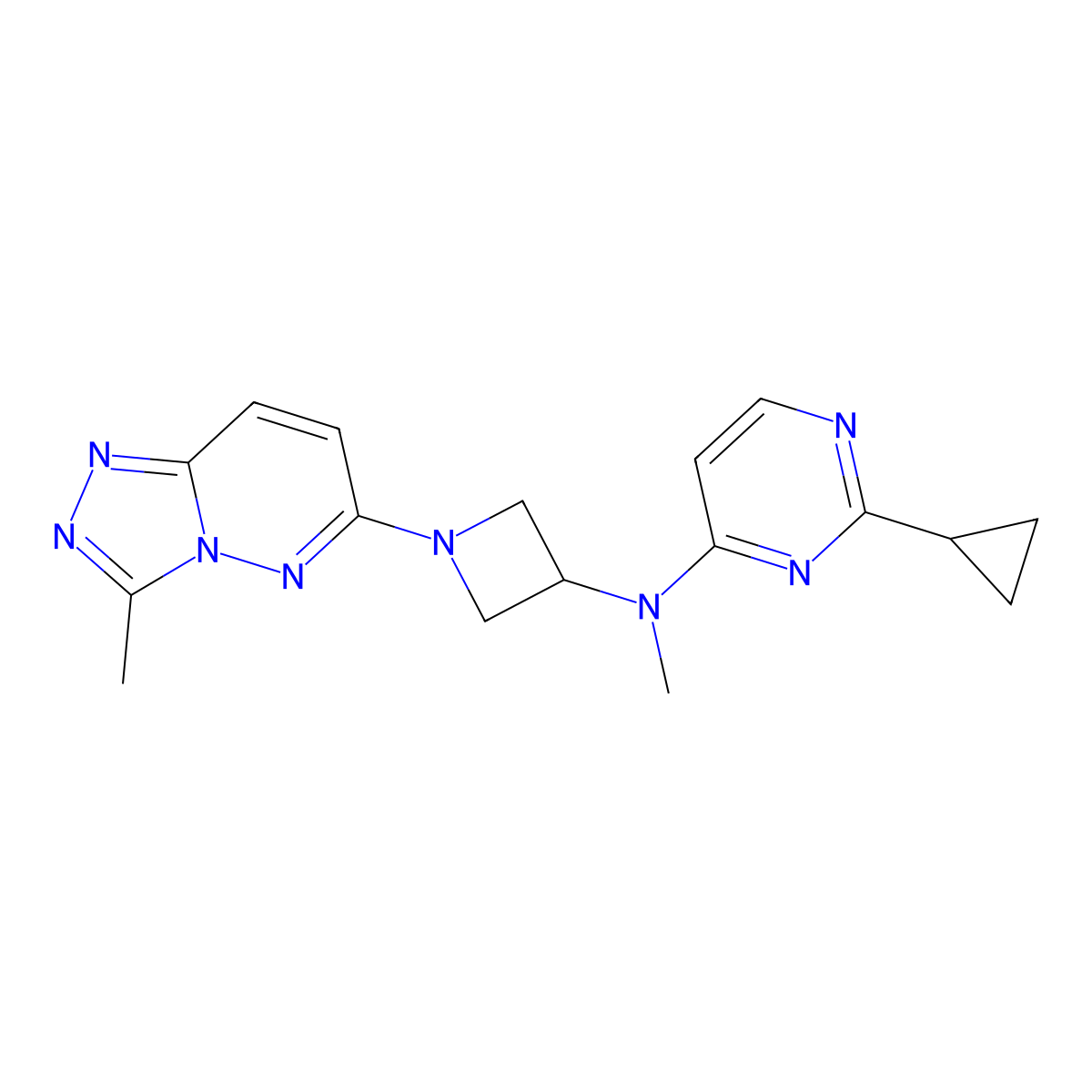 2-cyclopropyl-N-methyl-N-(1-{3-methyl-[1,2,4]triazolo[4,3-b]pyridazin-6-yl}azetidin-3-yl)pyrimidin-4-amine molecular structure, CAS 2200039-92-3