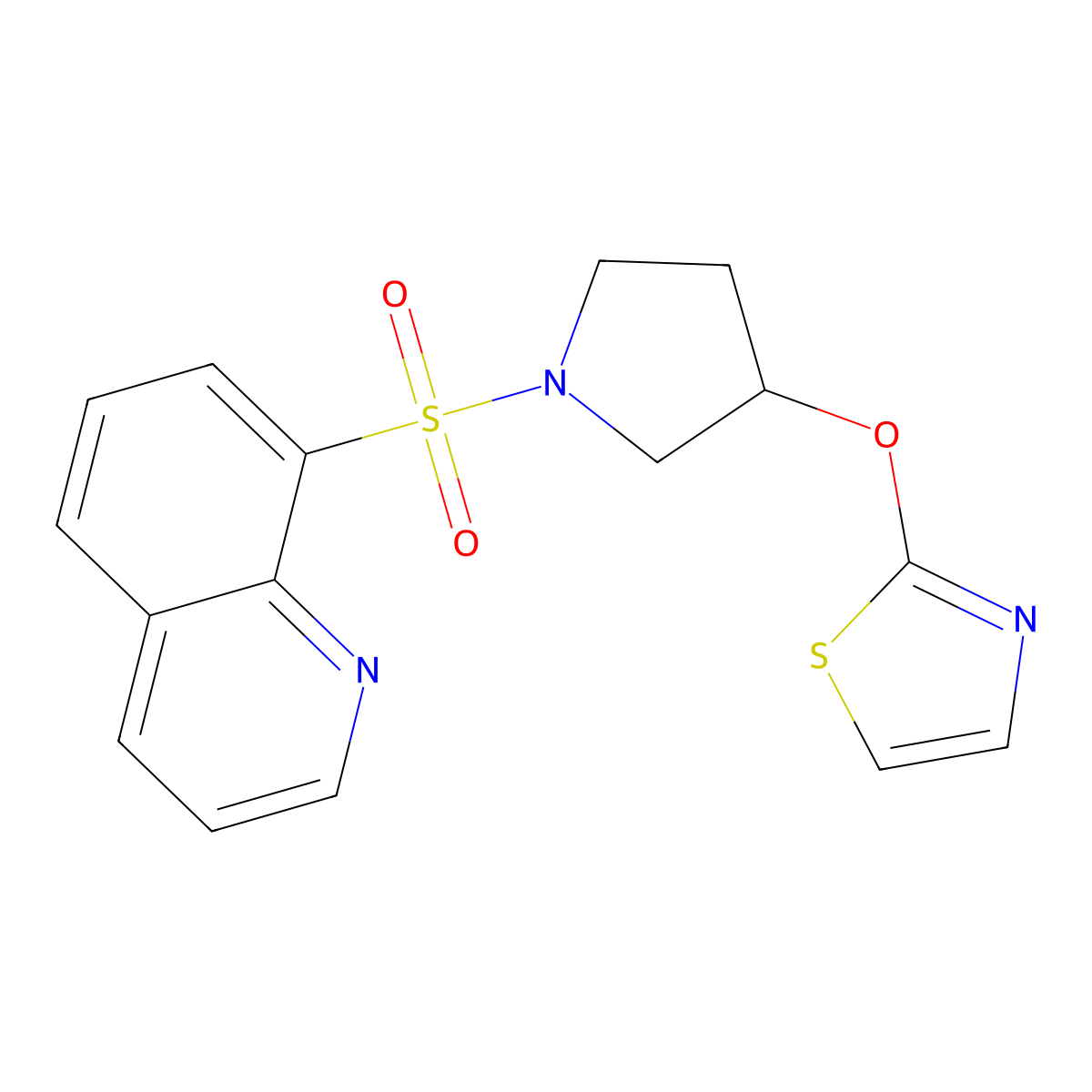 2-((1-(Quinolin-8-ylsulfonyl)pyrrolidin-3-yl)oxy)thiazole molecular structure, CAS 2200040-62-4