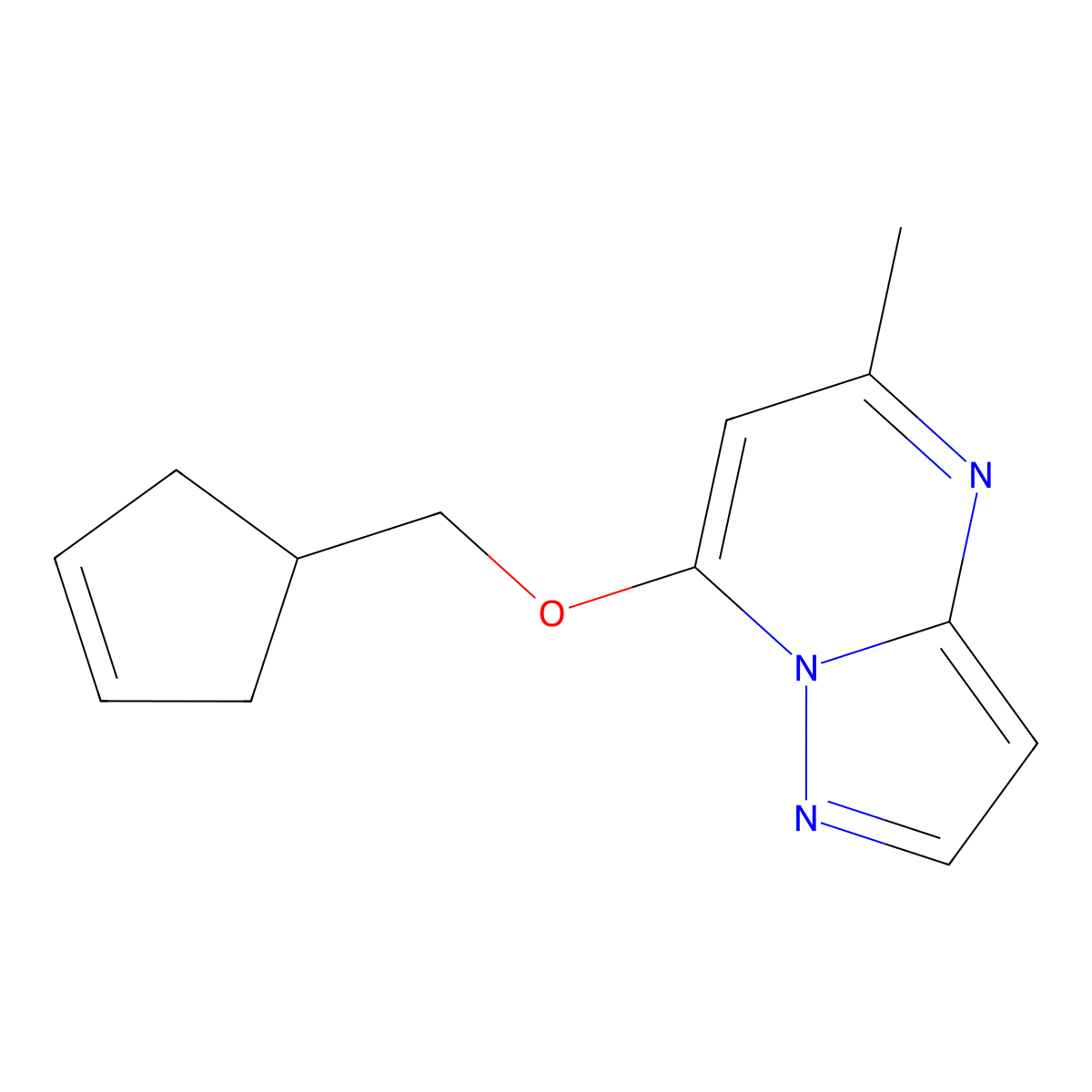 7-[(Cyclopent-3-en-1-yl)methoxy]-5-methylpyrazolo[1,5-a]pyrimidine molecular structure, CAS 2200066-94-8