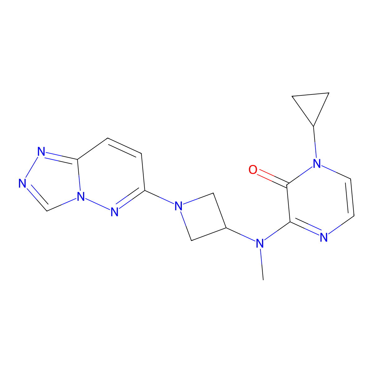 1-Cyclopropyl-3-[methyl(1-{[1,2,4]triazolo[4,3-b]pyridazin-6-yl}azetidin-3-yl)amino]-1,2-dihydropyrazin-2-one molecular structure, CAS 2200067-13-4