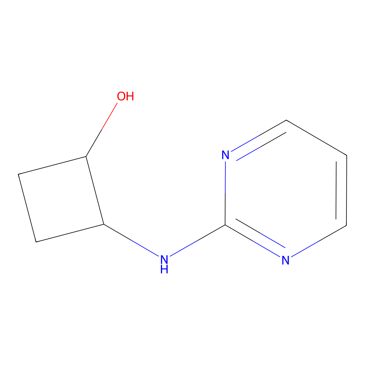 2-[(Pyrimidin-2-yl)amino]cyclobutan-1-ol molecular structure, CAS 2200106-27-8
