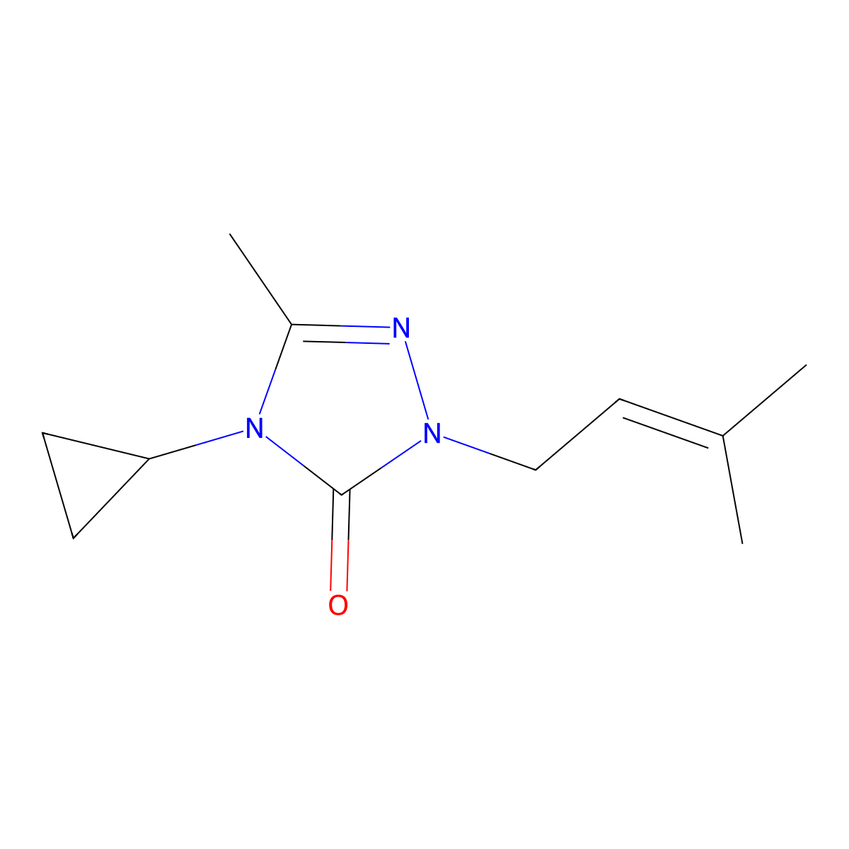 4-cyclopropyl-3-methyl-1-(3-methylbut-2-en-1-yl)-4,5-dihydro-1H-1,2,4-triazol-5-one molecular structure, CAS 2200106-57-4