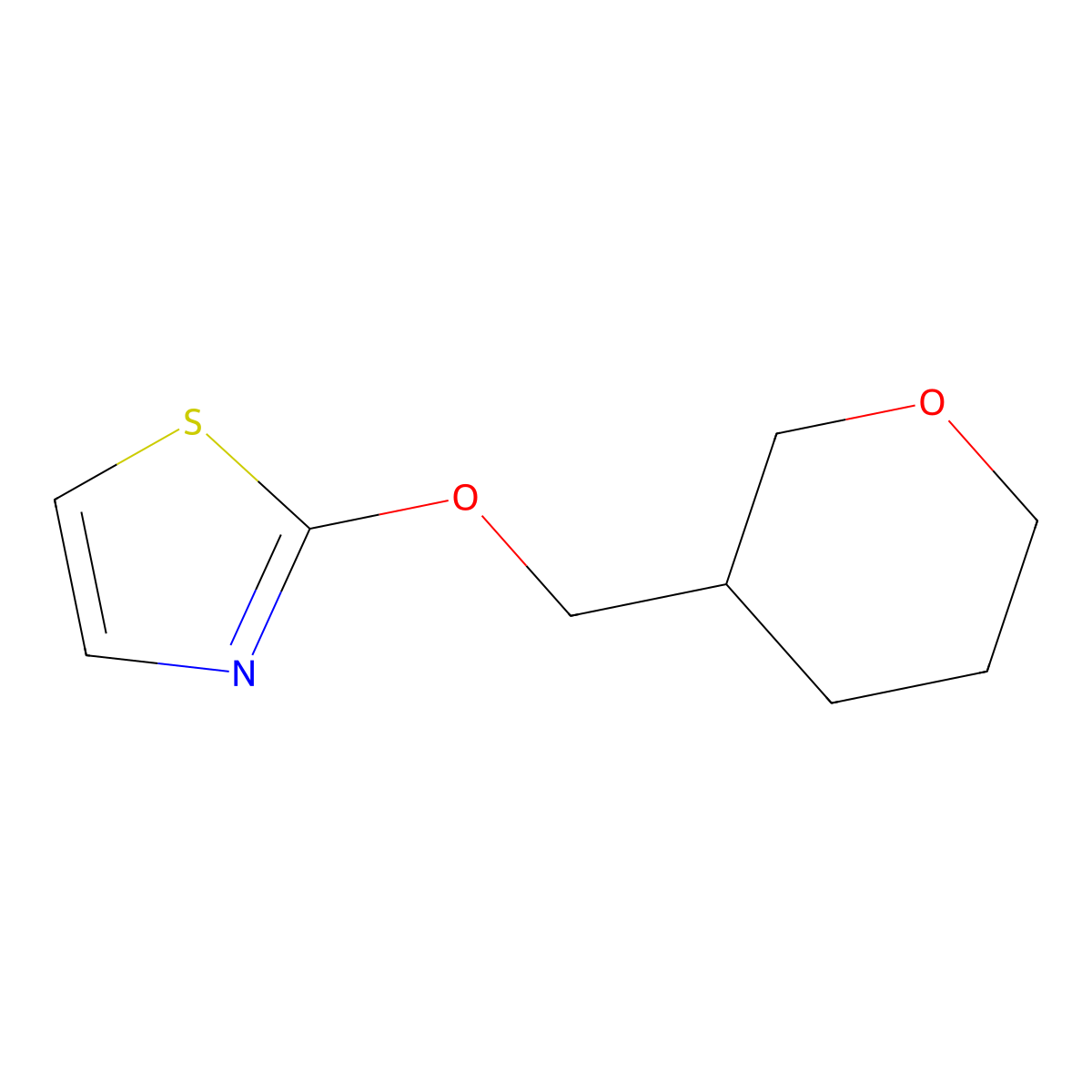 2-[(Oxan-3-yl)methoxy]-1,3-thiazole molecular structure, CAS 2200106-73-4