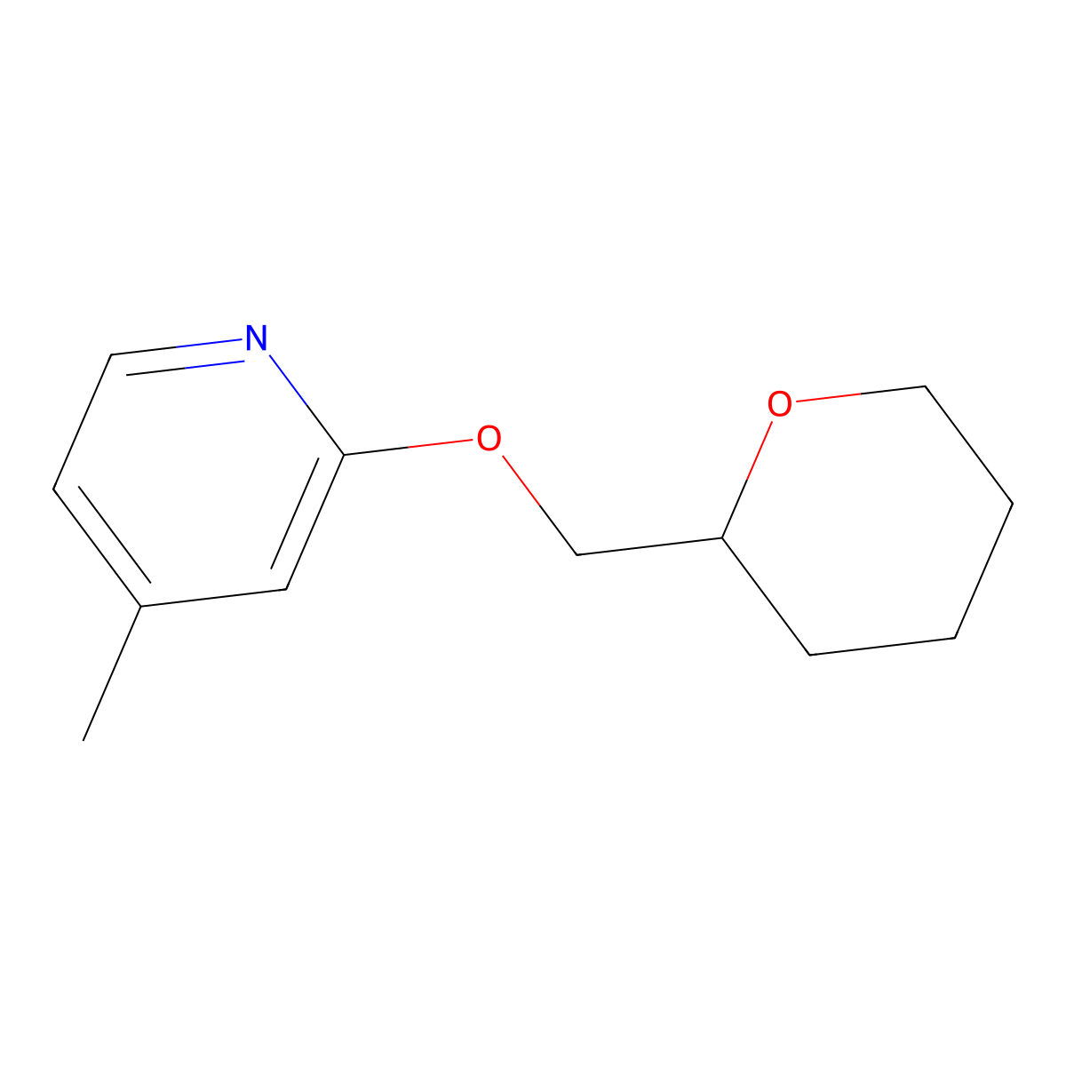 4-Methyl-2-[(oxan-2-yl)methoxy]pyridine molecular structure, CAS 2200106-94-9