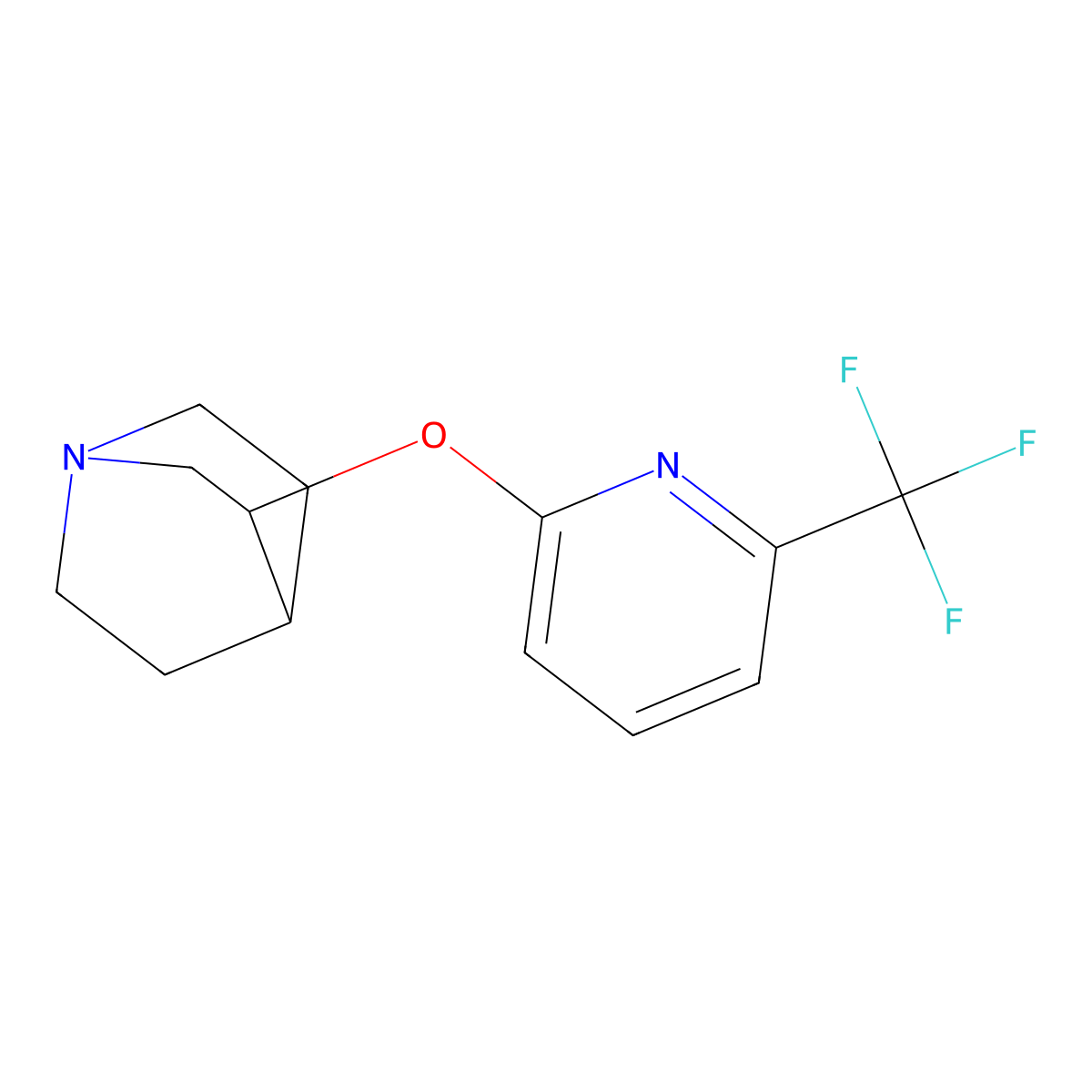 3-{[6-(Trifluoromethyl)pyridin-2-yl]oxy}-1-azabicyclo[2.2.2]octane molecular structure, CAS 2200107-26-0
