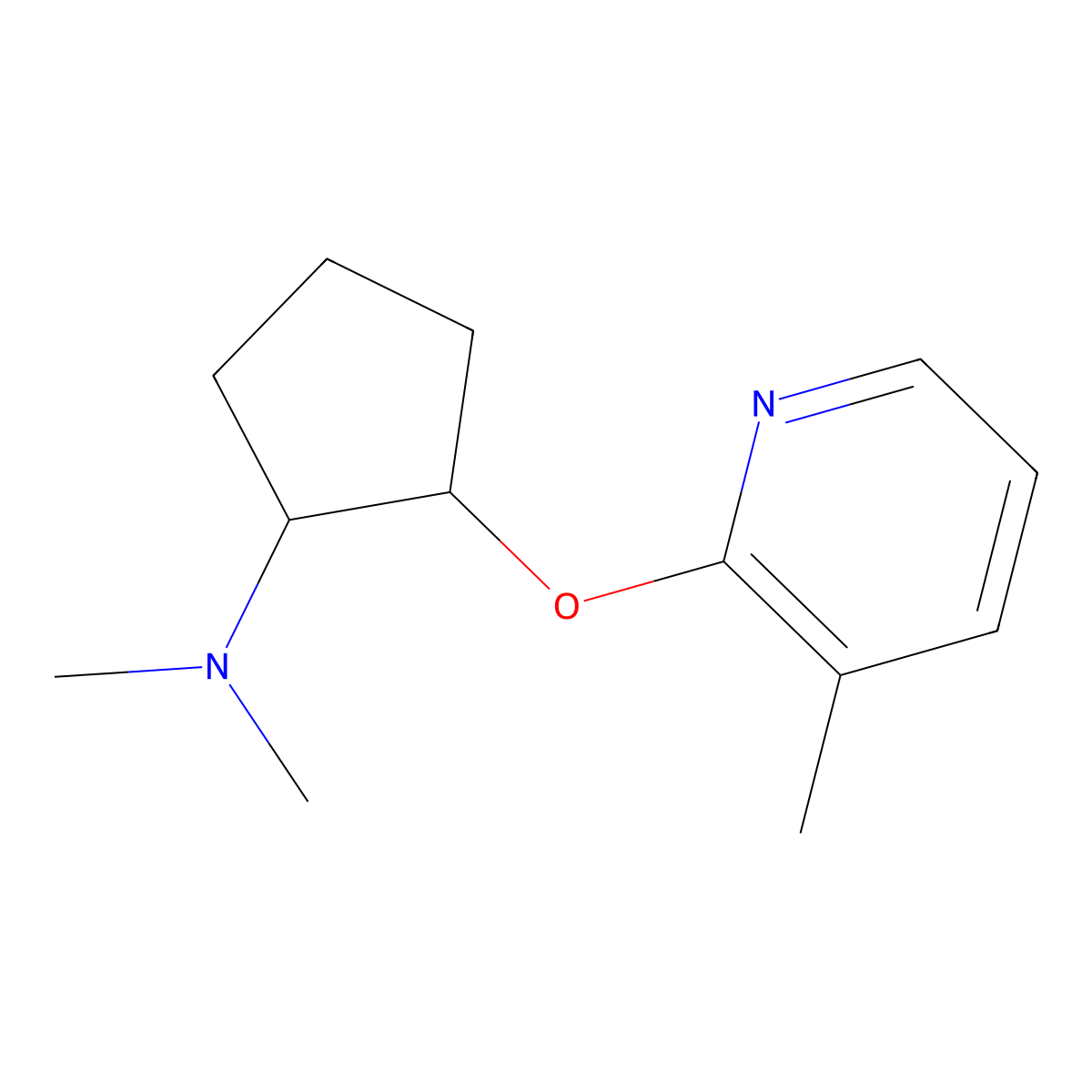 N,N-dimethyl-2-[(3-methylpyridin-2-yl)oxy]cyclopentan-1-amine molecular structure, CAS 2200107-62-4