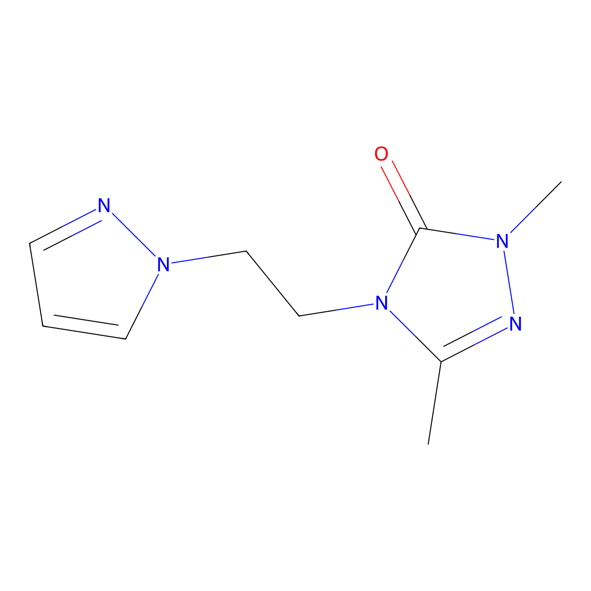 1,3-dimethyl-4-[2-(1H-pyrazol-1-yl)ethyl]-4,5-dihydro-1H-1,2,4-triazol-5-one molecular structure, CAS 2200107-79-3