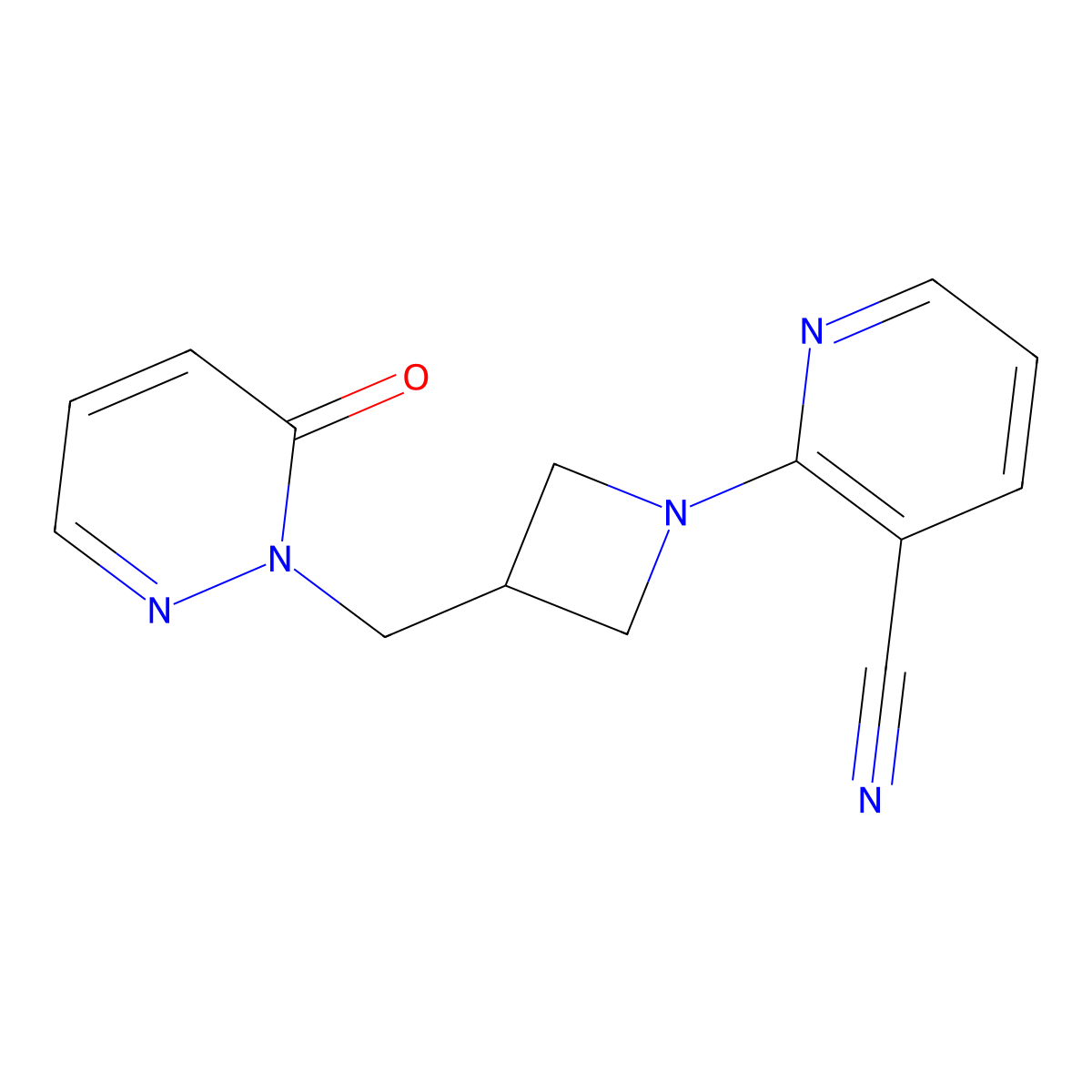 2-{3-[(6-Oxo-1,6-dihydropyridazin-1-yl)methyl]azetidin-1-yl}pyridine-3-carbonitrile molecular structure, CAS 2200108-11-6