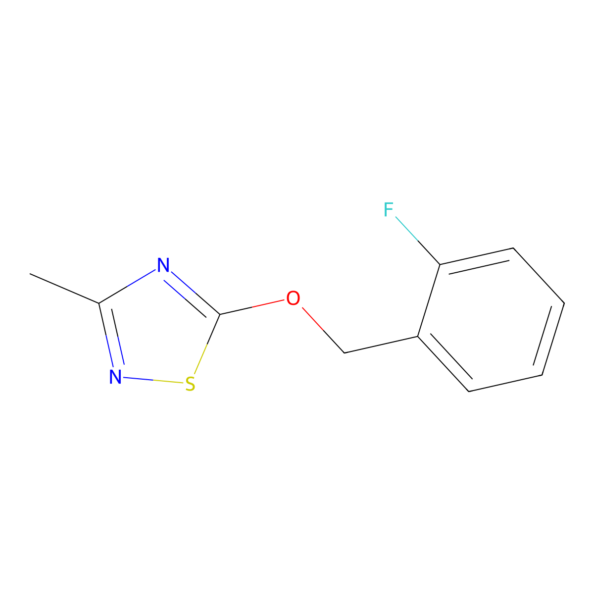 5-[(2-Fluorophenyl)methoxy]-3-methyl-1,2,4-thiadiazole molecular structure, CAS 2200108-68-3