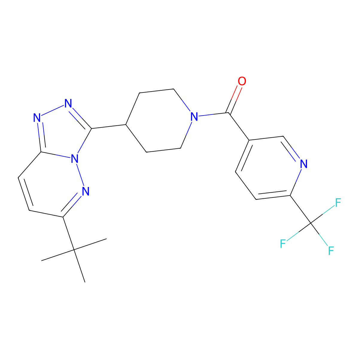 5-(4-{6-Tert-butyl-[1,2,4]triazolo[4,3-b]pyridazin-3-yl}piperidine-1-carbonyl)-2-(trifluoromethyl)pyridine molecular structure, CAS 2200113-50-2